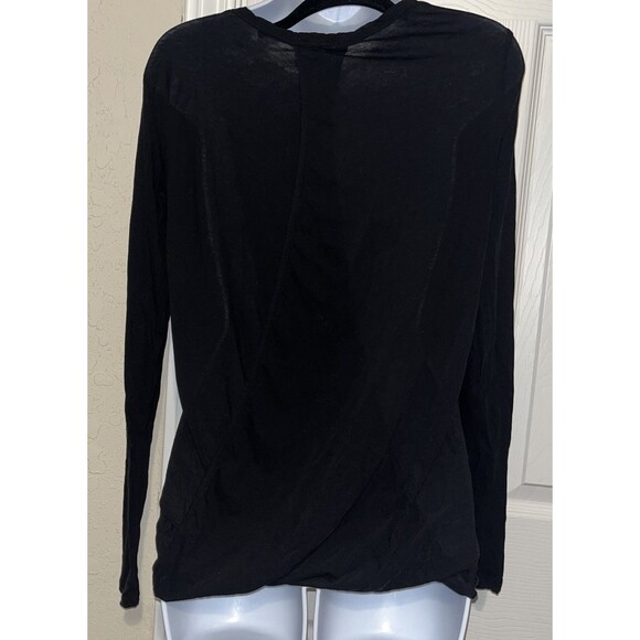 Standard James Perse (1) Small Black Slub Jersey Drape Back Long Sleeve Top - Picture 4 of 14
